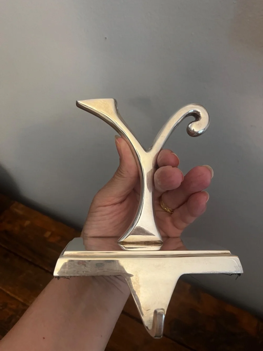 Vintage Pottery Barn JOY Stocking Holders Set of 3 | Heavy 2 lb Silverplate